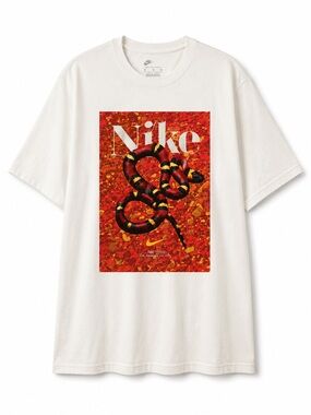 Nike White Short Sleeve Tee with Red & Black Snake Graphic